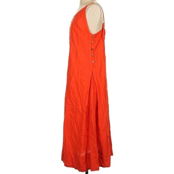 FREE PEOPLE Emmers Linen Midi Maxi Size S Orange Red Vermilion - Picture 5 of 10